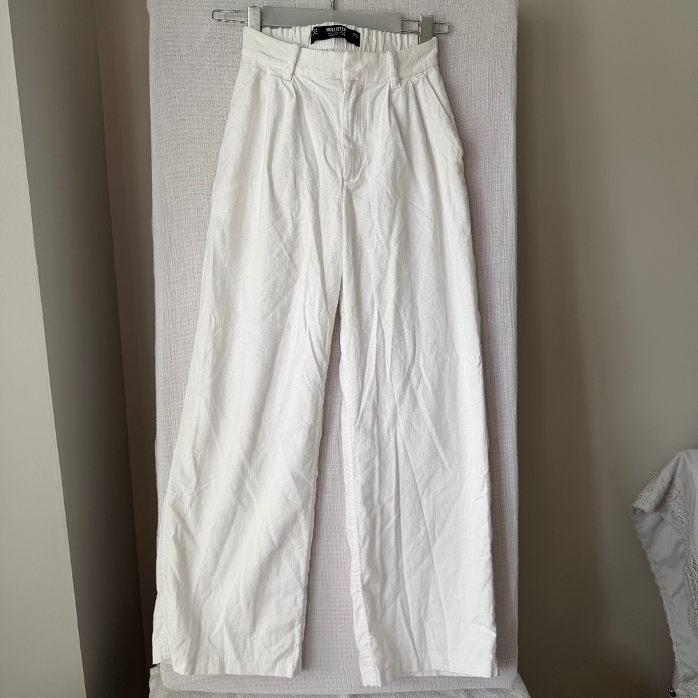 Hollister Livvy Style Pants Linen Ultra High Rise Wide Leg fully lined XS  Boho